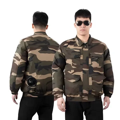 Áo Điều Hòa 2 Lớp Chống Nắng - Kèm Pin & Quạt, Size 170/175/180, Màu Rằn Ri & Xanh, Giải Nhiệt Mùa Hè 2024 Cho Người Dùng