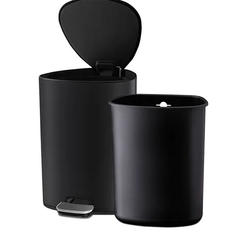 Thùng rác Joseph Joseph EasyStore Luxe Steel Pedal Bin 5L màu đen nhám - Thùng rác cao cấp sang trọng cho phòng ngủ, phòng khách, toilet