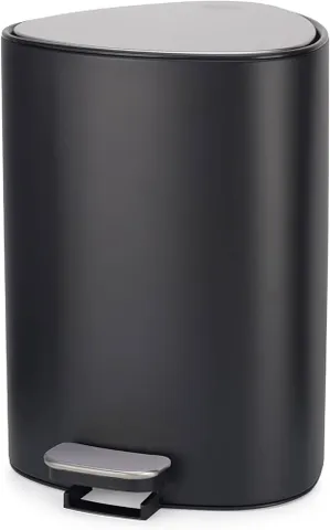 Thùng rác Joseph Joseph EasyStore Luxe Steel Pedal Bin 5L màu đen nhám - Thùng rác cao cấp sang trọng cho phòng ngủ, phòng khách, toilet