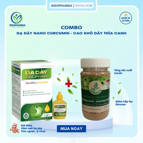 Combo Dạ Dày Nano Curcumin & Cao Khô Dây Thìa Canh - Giảm Đau, Lành Viêm, Ổn Định Huyết Áp, Hỗ Trợ Tiêu Hóa Tốt Nhất