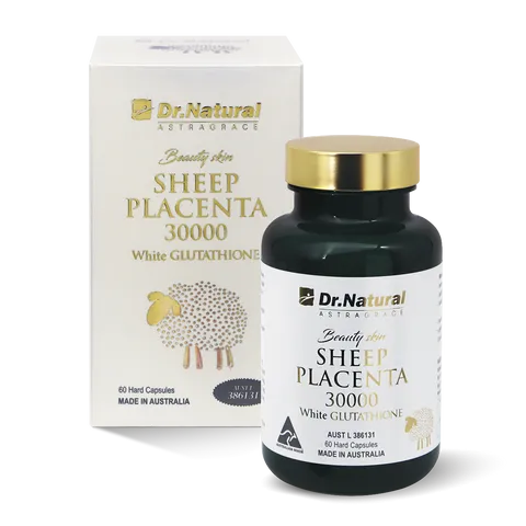 Viên Uống Trắng Da Dr Natural Beauty Skin Sheep Placenta 30000 - Hỗ Trợ Sáng Da, Chứa Glutathione, Collagen, 60 Viên