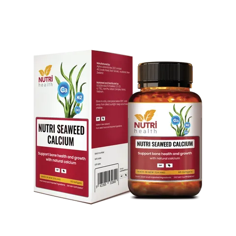 Viên Uống Canxi Hữu Cơ Tảo Biển Nutri Seaweed Calcium 60 Viên - Hỗ Trợ Xương Chắc Khỏe, Vitamin D3 K2, Sản Xuất New Zealand