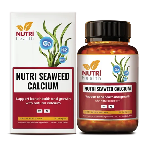 Viên Uống Canxi Hữu Cơ Tảo Biển Nutri Seaweed Calcium 60 Viên - Hỗ Trợ Xương Chắc Khỏe, Vitamin D3 K2, Sản Xuất New Zealand