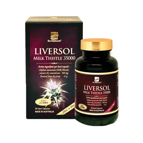 Viên Uống Bổ Gan Dr Natural Liversol Milk Thistle 35000 - Hỗ Trợ Chức Năng Gan, Giải Độc Gan Hiệu Quả, 60 Viên