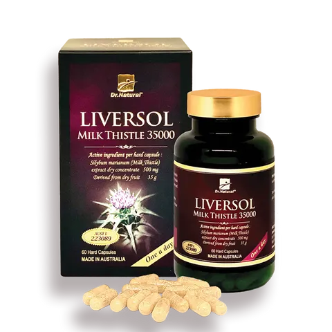 Viên Uống Bổ Gan Dr Natural Liversol Milk Thistle 35000 - Hỗ Trợ Chức Năng Gan, Giải Độc Gan Hiệu Quả, 60 Viên