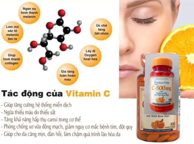 Viên Uống Vitamin C Puritan's Pride 500mg 100 Viên - Tăng Đề Kháng, Làm Đẹp Da, Hàng Nhập Mỹ chính hãng