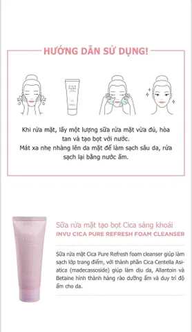 Sữa Rửa Mặt INVU Cica Pure Refresh Foam Cleanser 150ml - Dành Cho Da Nhạy Cảm, Làm Sạch Dịu Nhẹ, Dưỡng Ẩm Tự Nhiên.