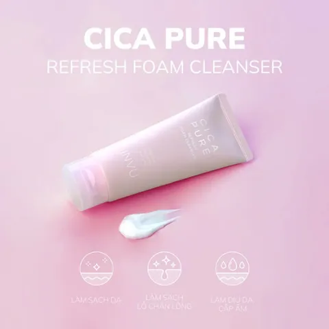 Sữa Rửa Mặt INVU Cica Pure Refresh Foam Cleanser 150ml - Dành Cho Da Nhạy Cảm, Làm Sạch Dịu Nhẹ, Dưỡng Ẩm Tự Nhiên.