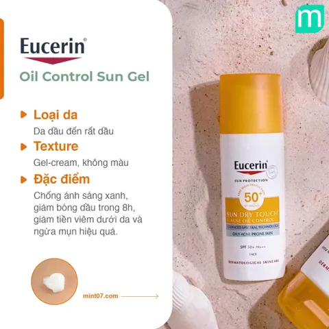 Kem Chống Nắng Eucerin Kiềm Dầu & Ngừa Mụn 50ml Sun Dry Touch Acne Oil Control SPF 50+