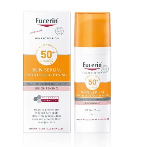 Kem Chống Nắng Eucerin Sun Serum SPF 50+ 50ml - Giúp Sáng Da, Bảo Vệ Tia UV, Giảm Thâm Nám, Phù Hợp Mọi Loại Da