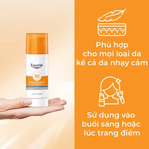 Kem Chống Nắng Eucerin SPF 50 Ngăn Ngừa Da Lão Hóa 50ml Sun Fluid Photoaging Control SPF 50