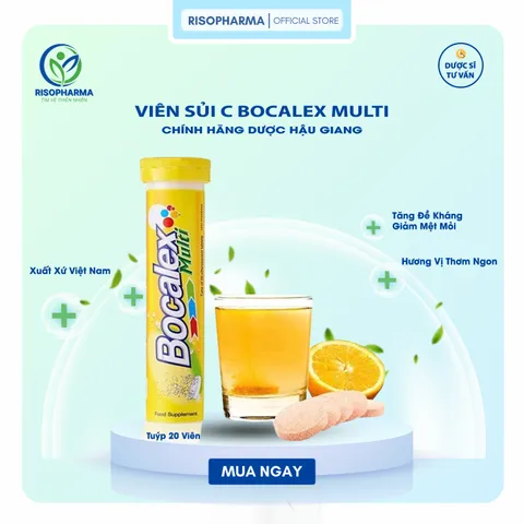 Viên Sủi Bocalex Multi Vitamin C & B - Tăng Cường Sức Đề Kháng, Chống Mệt Mỏi, Phục Hồi Nhanh, Tiện Dụng Cho Cả Gia Đình (20 Viên)