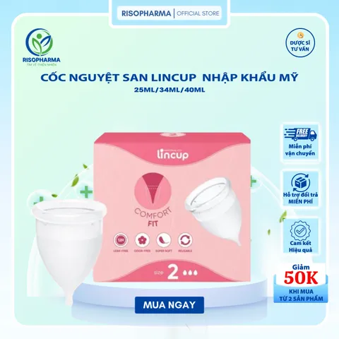 Cốc Nguyệt San Lincup Chính Hãng Nhập Khẩu Mỹ - Mềm Mại, Chống Tràn, Tiện Lợi 25ml/34ml/40ml - Giải Pháp Hiện Đại cho Phụ Nữ