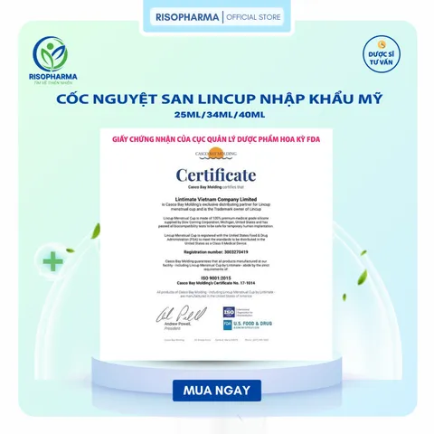Cốc Nguyệt San Lincup Chính Hãng Nhập Khẩu Mỹ - Mềm Mại, Chống Tràn, Tiện Lợi 25ml/34ml/40ml - Giải Pháp Hiện Đại cho Phụ Nữ