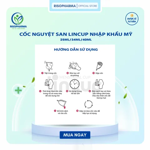Cốc Nguyệt San Lincup Chính Hãng Nhập Khẩu Mỹ - Mềm Mại, Chống Tràn, Tiện Lợi 25ml/34ml/40ml - Giải Pháp Hiện Đại cho Phụ Nữ