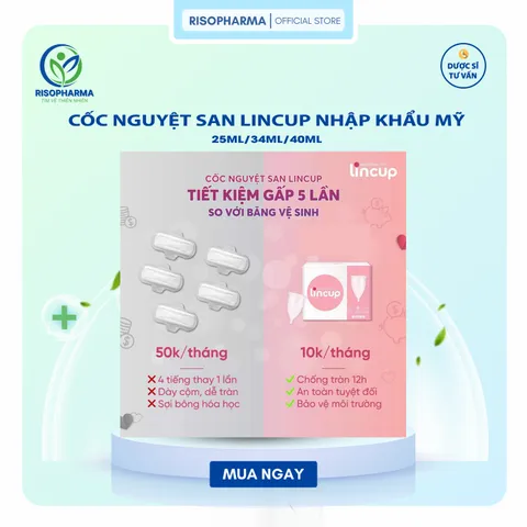 Cốc Nguyệt San Lincup Chính Hãng Nhập Khẩu Mỹ - Mềm Mại, Chống Tràn, Tiện Lợi 25ml/34ml/40ml - Giải Pháp Hiện Đại cho Phụ Nữ
