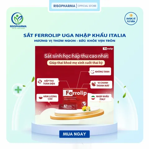 Sắt Bột Ferrolip Uga Nhập Khẩu Italia - Bổ Sung Sắt Dễ Dàng Cho Mẹ Bầu & Người Thiếu Máu - Hộp 20 Gói Tan Ngay Trong Miệng