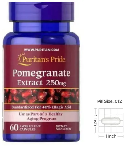 Viên uống tinh chất Lựu đỏ Pomegranate Extract 250mg - Trắng da, chống nắng, giảm nám, hàng nhập Mỹ, 60 viên