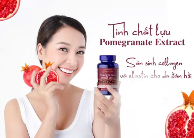 Viên uống tinh chất Lựu đỏ Pomegranate Extract 250mg - Trắng da, chống nắng, giảm nám, hàng nhập Mỹ, 60 viên