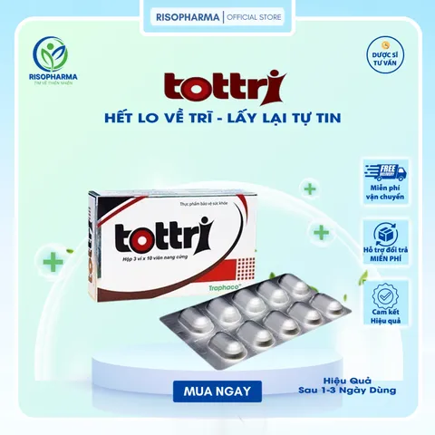 Viên Uống Tottri Traphaco - Giảm Đau Rát, Ngăn Ngừa Trĩ Tái Phát, Hỗ Trợ Chảy Máu Đại Tiện - Thực Phẩm Chức Năng Chính Hãng