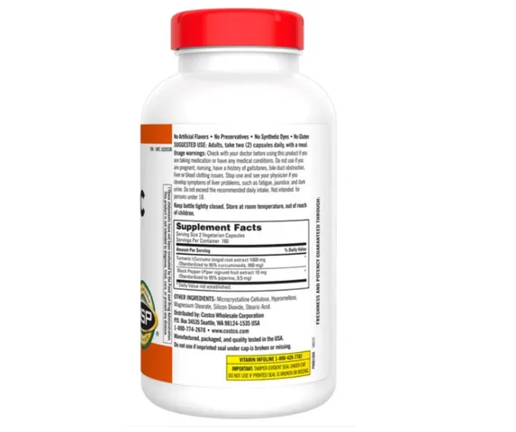 Viên Uống Tinh Chất Nghệ Kirkland Signature Turmeric 1000 mg - Hỗ Trợ Tiêu Hóa và Làm Đẹp Da (320 Viên)