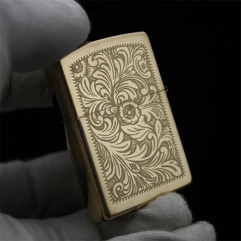 Bật Lửa Zippo 352B - Đồng Vàng Khắc Hoa Văn Ý Chống Gió - Quà Tặng Đặc Biệt cho Người Yêu Thích Bật Lửa Cao Cấp