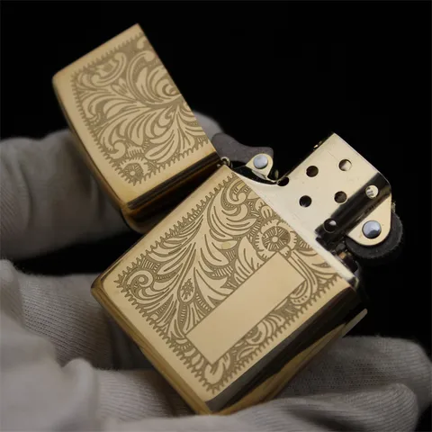 Bật Lửa Zippo 352B - Đồng Vàng Khắc Hoa Văn Ý Chống Gió - Quà Tặng Đặc Biệt cho Người Yêu Thích Bật Lửa Cao Cấp