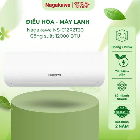 Điều Hòa 1 Chiều Nagakawa NS-C12R2T30 12000BTU - Tiết Kiệm Điện - Chế Độ Làm Lạnh Nhanh - Thiết Kế Hiện Đại, Bảo Hành 2 Năm