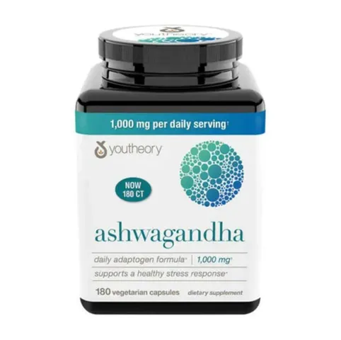 Viên uống nhân sâm Ấn Độ Youtheory Ashwagandha 1000mg - Hỗ trợ giảm căng thẳng và cải thiện sức khỏe tinh thần hiệu quả 180 viên