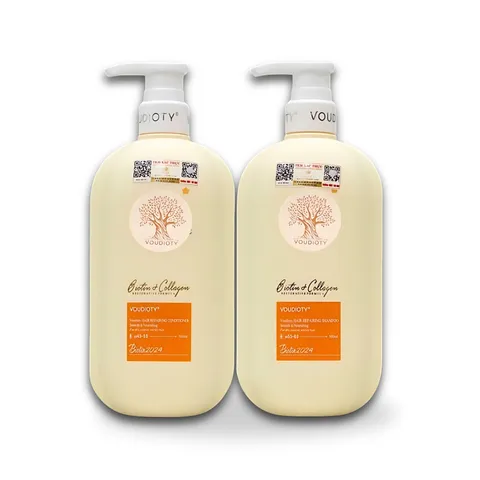 Cặp Dầu Gội Xả Biotin Collagen Voudioty Vàng 500ml Phục Hồi Tóc, Ngăn Gãy Rụng