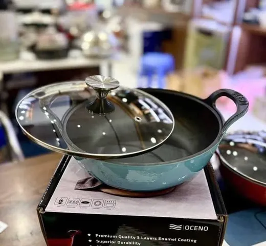 Nồi Chảo Gang Oceno Đỏ Xanh - Đa Năng, Bền Bỉ, Phù Hợp Mọi Loại Bếp, Giữ Nhiệt Tốt Cho Nhà Bếp Hiện Đại
