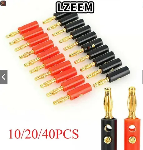 Giắc Cắm Bắp Chuối Mạ Vàng Cho Cáp Loa 4mm - Bộ 10/20/40 Cái, Tăng Cường Chất Lượng Âm Thanh, Dễ Dàng Kết Nối