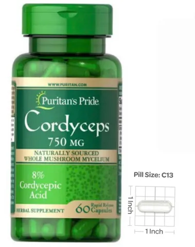 Viên uống Cordyceps 750mg Puritan's Pride - Đông trùng hạ thảo Mỹ, hỗ trợ sức khỏe, miễn dịch, tăng cường sinh lực - 60 viên