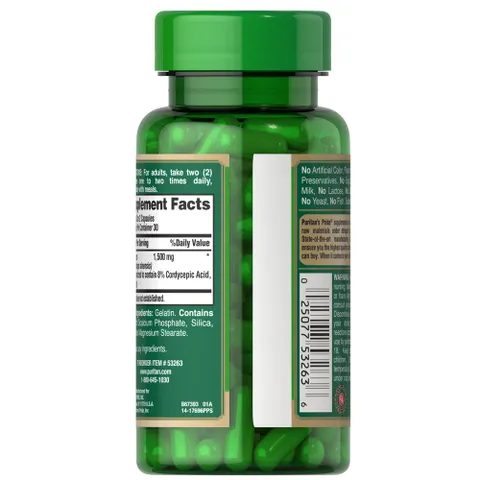 Viên uống Cordyceps 750mg Puritan's Pride - Đông trùng hạ thảo Mỹ, hỗ trợ sức khỏe, miễn dịch, tăng cường sinh lực - 60 viên
