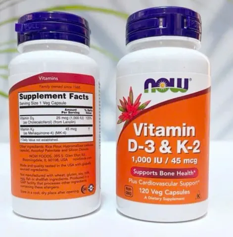 Viên Bổ Sung Vitamin D3 & K2 Now 120 Viên - Hỗ Trợ Xương Khớp Chắc Khỏe, Ngừa Loãng Xương, Nhập Mỹ