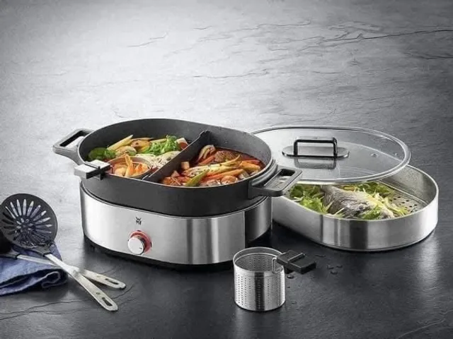 Nồi lẩu điện đa năng 2 trong 1 WMF Hot Pot Lono - Nồi hấp chất lượng cao cho 6 người, thuận tiện chế biến món Châu Á