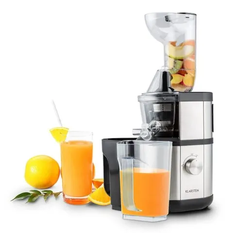 Máy Ép Chậm Klarstein Fruitberry 400W - Máy Ép Trái Cây Bằng Thép Không Gỉ, Ép Nước Từ Trái Cây Tươi Sạch, Dễ Dàng Sử Dụng