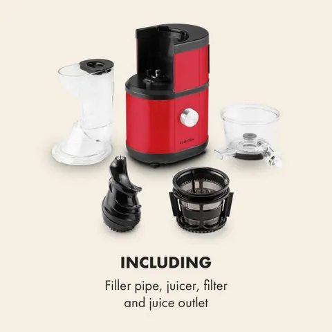 Máy Ép Chậm Klarstein Fruitberry 400W - Máy Ép Trái Cây Bằng Thép Không Gỉ, Ép Nước Từ Trái Cây Tươi Sạch, Dễ Dàng Sử Dụng