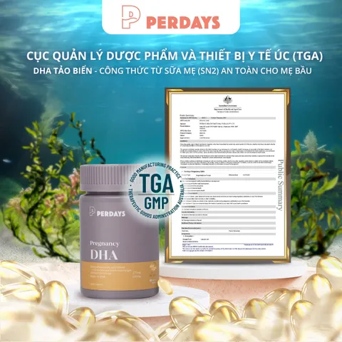 DHA Bầu Từ Tảo Biển PERDAYS - Sn2 DHA Hỗ Trợ Phát Triển Trí Não & Thị Giác Thai Nhi - Vitamin Cho Mẹ Bầu An Toàn và Hiệu Quả