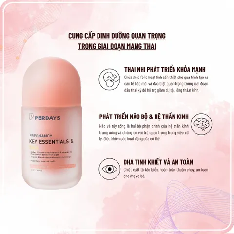 Vitamin Tổng Hợp & Khoáng Chất Cho Mẹ Bầu - PERDAYS DHA Essentials 60 Viên Hỗ Trợ Thai Kỳ Khỏe Mạnh