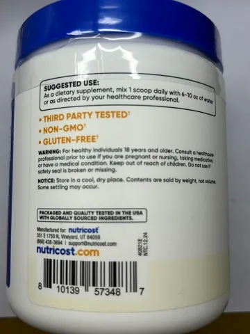 NUTRICOST- MAGNESIUM BISGLYCINATE-210MG-250GRS (Bột) - HỔ TRỢ CƠ XƯƠNG-TIM MẠCH-THẦN KINH