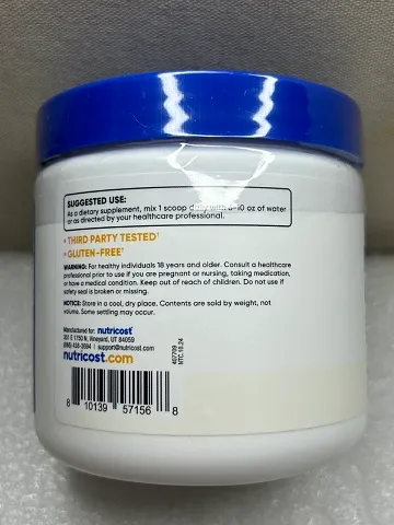 Bột Magiê Glycinate Nutricost 250g - Hỗ trợ cơ xương, tim mạch, và thần kinh - Dinh dưỡng cho người tập thể thao