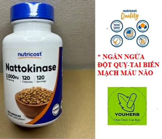 Nattokinase Nutricost 100mg - Viên Uống Hỗ Trợ Sức Khỏe Tim Mạch & Tuần Hoàn Máu - Ngăn Ngừa Cục Máu Đọng