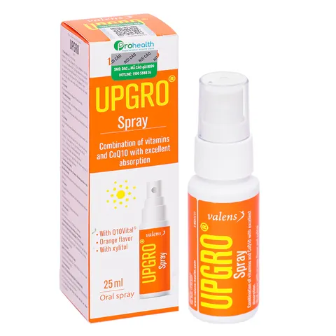 Xịt Vitamin Upgro 25ml - Thực Phẩm Bảo Vệ Sức Khỏe Hỗ Trợ Tăng Cường Đề Kháng Cho Trẻ Từ 6 Tháng Tuổi, Hương Cam Ngon Miệng
