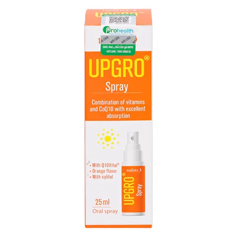Xịt Vitamin Upgro 25ml - Thực Phẩm Bảo Vệ Sức Khỏe Hỗ Trợ Tăng Cường Đề Kháng Cho Trẻ Từ 6 Tháng Tuổi, Hương Cam Ngon Miệng