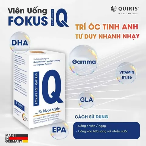 Viên Uống Bổ Não Quiris Fokus IQ (120 Viên) - Tăng Trí Nhớ, Hỗ Trợ Tập Trung & Giảm Stress - Sản Phẩm Chính Hãng Từ Đức