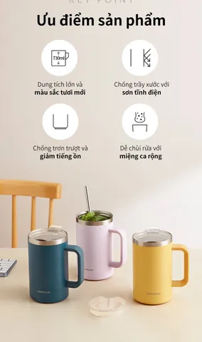 Ly Cốc Giữ Nhiệt Lock&Lock Flat Table Mug  LHC4320 Nhiều Màu -730ml