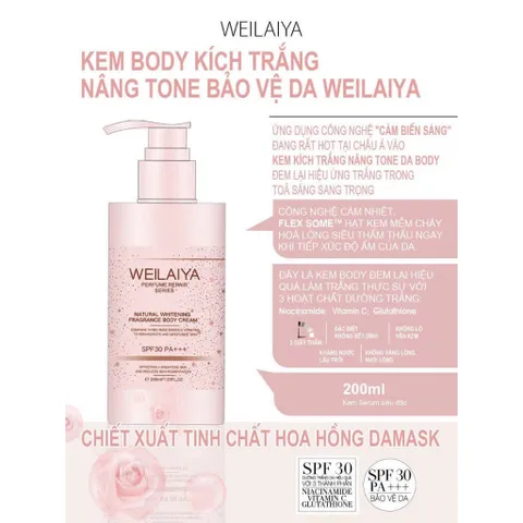 Kem Body Chống Nắng Trắng Da Weilaiya Natural Whitening Fragrance 200ml
