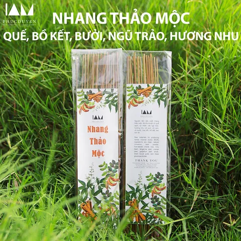 Nhang oải hương, hương thảo, khuynh diệp, thảo mộc, bồ kết, vỏ quýt, vỏ bưởi. Dài 30 cm - 40 cm