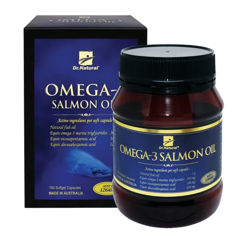 Viên Dầu Cá Hồi Úc Dr Natural Omega 3 Salmon Oil 1000mg - Hộp 180 Viên Giúp Bổ Sung Omega 3 Tốt Cho Mắt, Não, Tim Mạch
